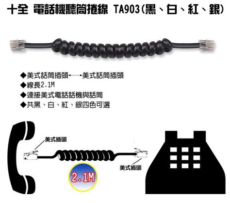 電話線 捲|IOIO 十全 TA903電話捲線 2.1M